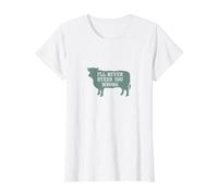 Divertido Juego de Palabras de Ganado Que Nunca te guiaré Mal Camiseta gráfica económica, Mujer, Blanco, XS