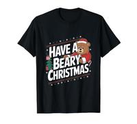 Divertido Juego de Palabras de Navidad - Have A Beary Christmas Camiseta gráfica económica, Hombre, Negro, M
