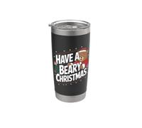 Divertido juego de palabras de Navidad - Have A Beary Christmas Vaso térmico de acero inoxidable de doble pared