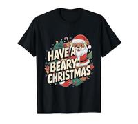 Divertido Juego de Palabras de Oso de Navidad - Have A Beary Christmas Camiseta gráfica económica, Hombre, Negro, S