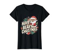 Divertido Juego de Palabras de Oso de Navidad - Have A Beary Christmas Camiseta gráfica económica, Mujer, Negro, M