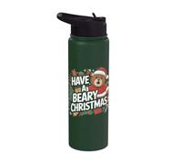 Divertido juego de palabras de oso de Navidad - Have A Beary Christmas Stainless Steel Insulated Water Bottle