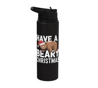 Divertido juego de palabras de oso de Navidad - Have A Beary Christmas Stainless Steel Insulated Water Bottle