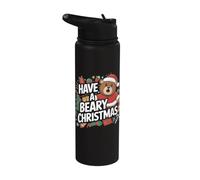 Divertido juego de palabras de oso de Navidad - Have A Beary Christmas Stainless Steel Insulated Water Bottle