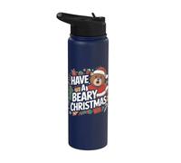 Divertido juego de palabras de oso de Navidad - Have A Beary Christmas Stainless Steel Insulated Water Bottle