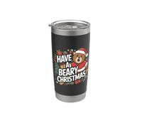 Divertido juego de palabras de oso de Navidad - Have A Beary Christmas Vaso térmico de acero inoxidable de doble pared