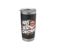 Divertido juego de palabras de oso de Navidad - Have A Beary Christmas Vaso térmico de acero inoxidable de doble pared