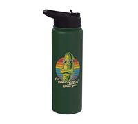 Divertido juego de palabras de pepinillo de estilo retro I'm Done Dillin With You Pickle Stainless Steel Insulated Water Bottle