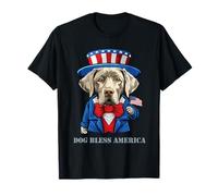 Divertido juego de palabras de perro labrador retriever plateado del 4 de julio Camiseta