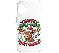 Divertido Juego de Palabras de Renos de Navidad Happy Holi-Deer Best Wishes Carcasa para iPhone 16