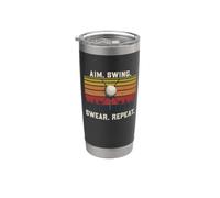 Divertido juego de palabras del equipo de golf con el objetivo del swing jurar repetir golf retro Vaso térmico de acero inoxidable de doble pared