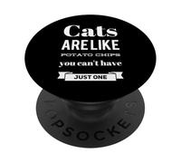 Divertido juego de palabras Los gatos son como papas fritas, no puedes tener solo una PopSockets PopGrip Adhesivo
