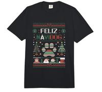 Divertido Juego de Palabras para dueño de Perro de Navidad - Feliz Navidog Ugly Christmas Comfort Colors Adult Heavyweight T-Shirt