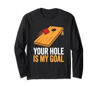 Divertido Juego de pufs Your Hole Is My Goal para Jugador de Cornhole Manga Larga