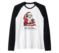 Divertido Juego de Santa Gamer Christmas Hold My Milk One More Camiseta Manga Raglan