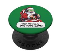 Divertido Juego de Santa Gamer Christmas Hold My Milk One More PopSockets PopGrip Adhesivo