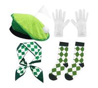 Divertido Juego De Sombreros De Golf - Accesorios para Disfraces De Temática De Golf | 4 Piezas Guantes De Boina Calcetines Argyle Bufanda Delgada Traje para Mujeres Hombres Festival Celebració
