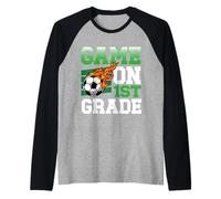 Divertido Juego en 1er Grado Deportes de fútbol de Vuelta a la Escuela niños Camiseta Manga Raglan