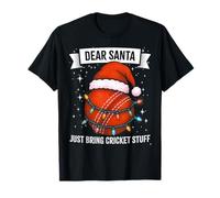 Divertido Jugador de críquet, mamá, Esposa, Sombrero de Navidad Luces en Bola Camiseta