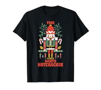 Divertido Jugador de Dardos navideño The Darts Nutcracker Camiseta gráfica económica, Hombre, Negro, L
