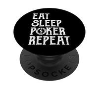 Divertido jugador de fichas de póquer Eat Sleep Poker Repeat PopSockets PopGrip Adhesivo