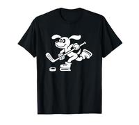 Divertido jugador de hockey perro patinaje con dibujos animados de disco Camiseta