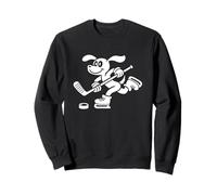 Divertido jugador de hockey perro patinaje con dibujos animados de disco Sudadera