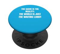 Divertido Jugador El Juego Es Realidad Esperando Lobby Videojuegos PopSockets PopGrip Adhesivo