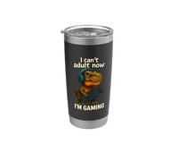 Divertido jugador T-Rex, no puedo ser adulto ahora, estoy jugando a un lindo dinosaurio Vaso térmico de acero inoxidable de doble pared