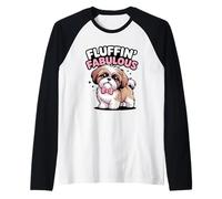 Divertido Kawaii Shih Tzu Dog Pun Fluffin Fabuloso Camiseta Manga Raglan
