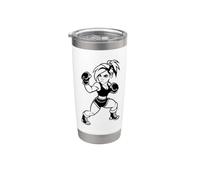 Divertido Kickboxing Chica para Chicas Vaso térmico de acero inoxidable de doble pared