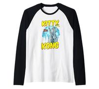 Divertido Kitty Kong Peluche Monstruo Gatito Gato Atigrado Camiseta Manga Raglan