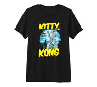 Divertido Kitty Kong Peluche Monstruo Gatito Gato Atigrado Camiseta Premium