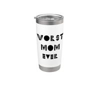 Divertido, la peor mamá, el día de la madre, retro, vintage Vaso térmico de acero inoxidable de doble pared