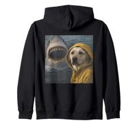Divertido Labrador Perro Tiburón Ataque Meme Vintage Sudadera con Capucha