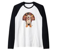 Divertido Labrador Retriever Dog Pavo Arte de Acción de Gracias Camiseta Manga Raglan