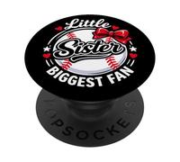Divertido Lazo de béisbol para Hermanas pequeñas, el Mayor Fan de la Hermana pequeña, el día del Juego PopSockets PopGrip Adhesivo