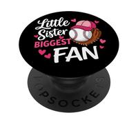 Divertido Lazo de béisbol para Hermanas pequeñas, el Mayor Fan de la Hermana pequeña, el día del Juego PopSockets PopGrip Adhesivo