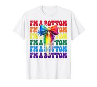 Divertido Lazo de Coqueta LGBTQ con Bandera arcoíris del Orgullo Gay I'm A Bottom Camiseta
