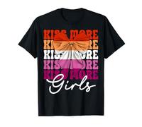 Divertido lazo de coqueta LGBTQ con bandera del orgullo lésbico beso a más chicas Camiseta