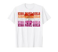 Divertido lazo de coqueta LGBTQ con bandera del orgullo lésbico beso a más chicas Camiseta