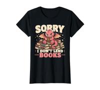 Divertido Lector de Libros sobre Dragones con el Que no Presto Libros Camiseta gráfica económica, Mujer, Negro, S