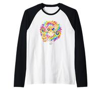 Divertido león con el símbolo de la Paz de un Animal Salvaje Camiseta Manga Raglan