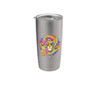 Divertido león con el símbolo de la paz de un animal salvaje Vaso térmico de acero inoxidable de doble pared