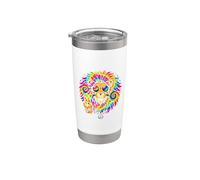 Divertido león con el símbolo de la paz de un animal salvaje Vaso térmico de acero inoxidable de doble pared