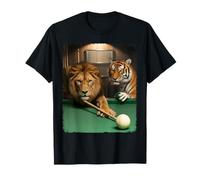 Divertido León Tigre Pool Game Billar Amante Diseño Arte Camiseta