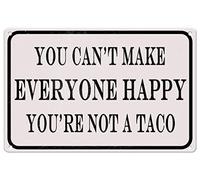 Divertido letrero de estaño con texto en inglés "You Can't Make Everyone Happy You'Re Not A Taco Plaques Sign Crazy Dogs Live Here" para la casa, divertido letrero de lata para decoración del hogar