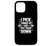 Divertido Letrero de Gimnasio con Texto en inglés I Pick Things Up and Put Them Down Funny Gym Carcasa para iPhone 12/12 Pro