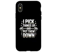Divertido Letrero de Gimnasio con Texto en inglés I Pick Things Up and Put Them Down Funny Gym Carcasa para iPhone X/XS