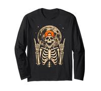 Divertido Letrero de Halloween Esqueleto Rock Mano Rollo Signo Terror niños Hombres Manga Larga